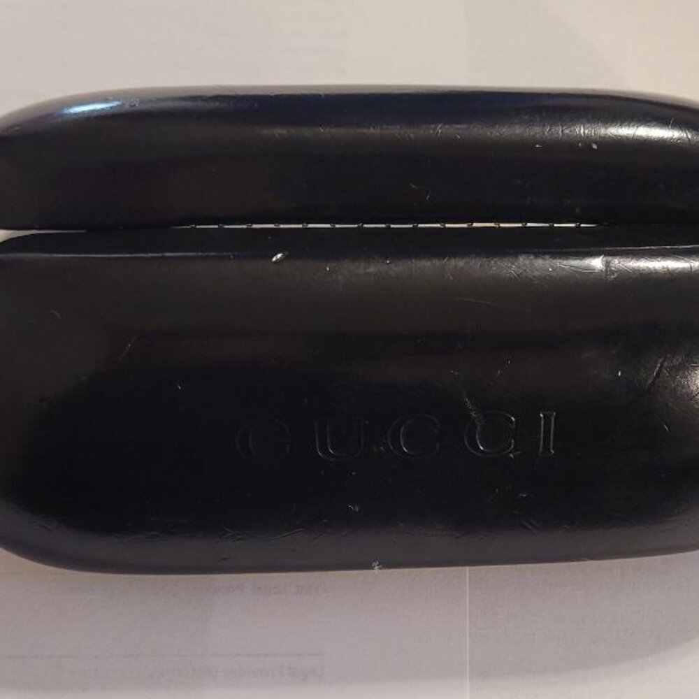 Gucci Black Sunglasses Eye Glasses Case Hard Clam Shell Black Velvet Interior - Picture 5 of 5